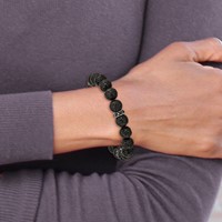 Chisel Stainless Steel Polished Black Enamel 10.5mm Lava Stone Beaded Stretch Bracelet view 4