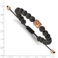 Chisel Stainless Steel Antiqued and Polished Rose IP-plated Buddha Lava Stone Black Macrame Adjustable Bracelet view 3