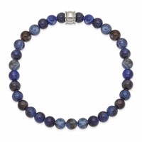 Chisel Stainless Steel Polished 6mm Blue Sodalite Beaded Stretch Bracelet view 2