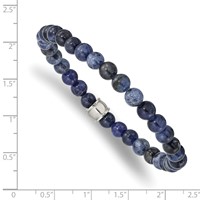 Chisel Stainless Steel Polished 6mm Blue Sodalite Beaded Stretch Bracelet view 3