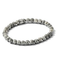 Chisel Stainless Steel Polished 6mm Grey Jasper Beaded Stretch Bracelet view 5