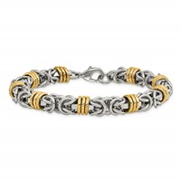 Chisel Stainless Steel Polished Yellow IP-plated Byzantine Bracelet, 8.25" view 3