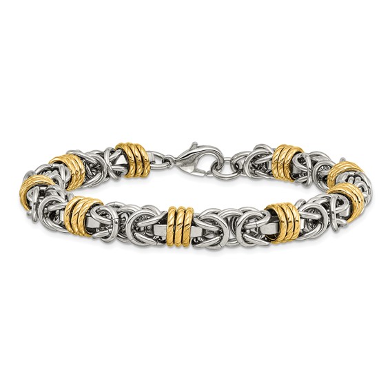 Chisel Stainless Steel Yellow IP-plated Fancy Byzantine Chain