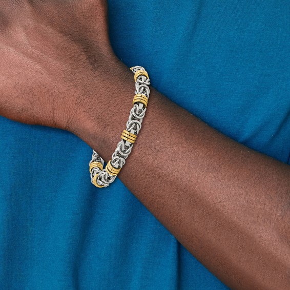 Chisel Stainless Steel Yellow IP-plated Fancy Byzantine Chain