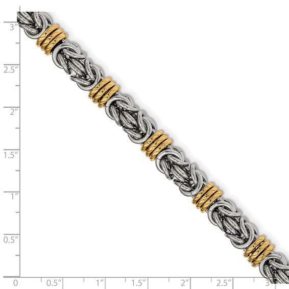 Chisel Stainless Steel Yellow IP-plated Fancy Byzantine Chain