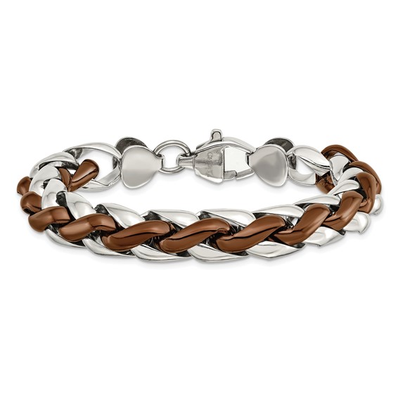 Chisel Stainless Steel Polished Brown IP-plated 8.25 inch Bracelet