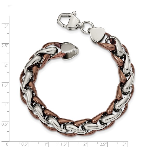 Chisel Stainless Steel Polished Brown IP-plated 8.25 inch Bracelet