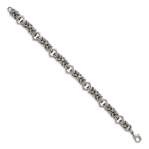 Chisel Stainless Steel Brushed and Polished Fancy Byzantine 8.25 inch Bracelet