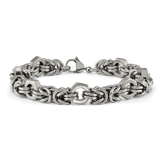 Chisel Stainless Steel Brushed and Polished Fancy Byzantine 8.25 inch Bracelet