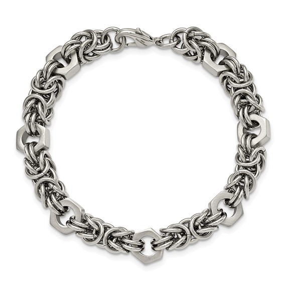 Chisel Stainless Steel Brushed and Polished Fancy Byzantine 8.25 inch Bracelet