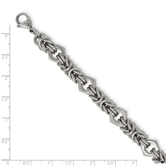 Chisel Stainless Steel Brushed and Polished Fancy Byzantine 8.25 inch Bracelet