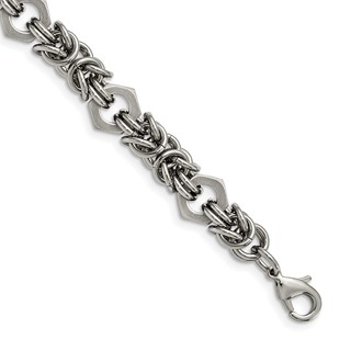 Chisel Stainless Steel Brushed and Polished Fancy Byzantine 8.25 inch Bracelet