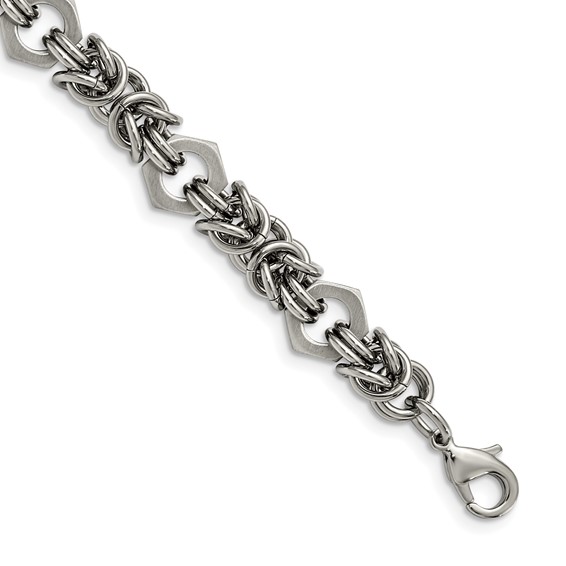 Chisel Stainless Steel Brushed and Polished Fancy Byzantine 8.25 inch Bracelet