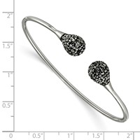 Chisel Stainless Steel Polished Bangle with Hematite Flexible Cuff view 3