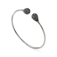 Chisel Stainless Steel Polished Bangle with Hematite Flexible Cuff view 5