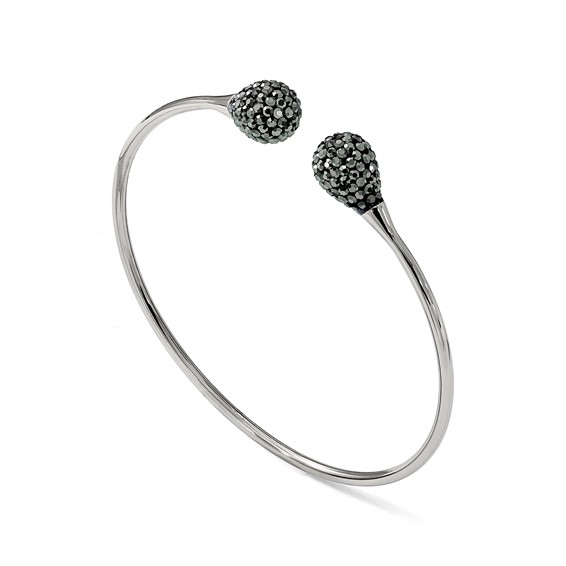 Chisel Stainless Steel Polished with Hematite Flexible Cuff Bangle
