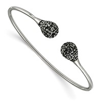 Chisel Stainless Steel Polished Bangle with Hematite Flexible Cuff view 1