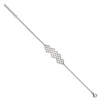 Stainless Steel Polished Honeycomb Bracelet with 1in Ext., 7" view 2