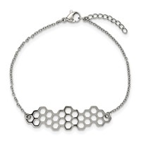 Stainless Steel Polished Honeycomb Bracelet with 1in Ext., 7" view 4