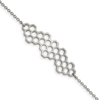 Stainless Steel Polished Honeycomb Bracelet with 1in Ext., 7" view 1