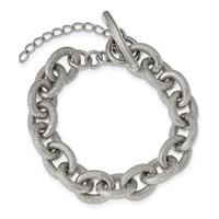 Chisel Stainless Steel Polished and Textured Bracelet - 7in view 2