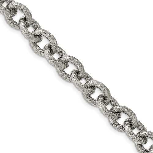Chisel Stainless Steel Polished and Textured Bracelet, 7"