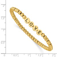 Chisel Stainless Steel Antiqued and Polished Yellow IP-plated Love 4mm Beaded Stretch Bracelet view 3