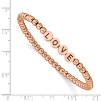 Chisel Stainless Steel Antiqued and Polished Rose IP-plated Love 4mm Stretch Bracelet view 3