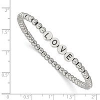 Chisel Stainless Steel Antiqued and Polished Love 4mm Beaded Stretch Bracelet view 3