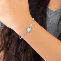 Chisel Stainless Steel Polished with CZ Heart Bangle Bracelet with 2 Inch Extension, 6.5" view 3