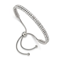 Chisel Stainless Steel Polished Preciosa Crystal Adjustable Bracelet view 1