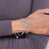 Chisel Stainless Steel Polished Bracelet with Preciosa Crystal Circles Adjustable view 3