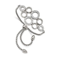 Chisel Stainless Steel Polished Bracelet with Preciosa Crystal Circles Adjustable view 1