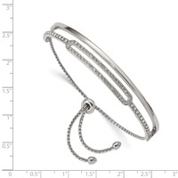 Chisel Stainless Steel Polished Bracelet with Crystals Adjustable Bangle view 2