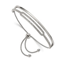 Chisel Stainless Steel Polished Bracelet with Crystals Adjustable Bangle view 1