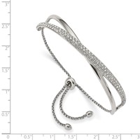 Chisel Stainless Steel Polished Bracelet with Crystals Adjustable Bangle view 2