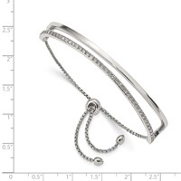 Chisel Stainless Steel Polished with Crystals Adjustable Bangle Bracelet view 2