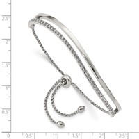 Chisel Stainless Steel Polished Bracelet with Crystals Adjustable Bangle view 2