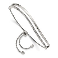Chisel Stainless Steel Polished Bracelet with Crystals Adjustable Bangle view 1