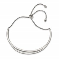 Chisel Stainless Steel Polished Bracelet with Crystals Adjustable Bangle view 2