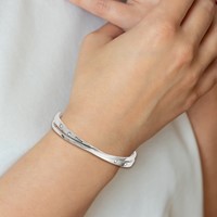 Chisel Stainless Steel Polished Bracelet with Crystals Adjustable Bangle view 4