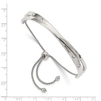 Chisel Stainless Steel Polished Bracelet with Crystals Adjustable Bangle view 3