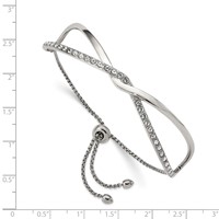 Chisel Stainless Steel Polished with Crystals Twised Adjustable Bangle Bracelet view 2
