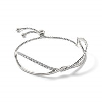 Chisel Stainless Steel Polished with Crystals Twised Adjustable Bangle Bracelet view 4