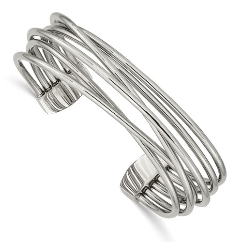 Chisel Stainless Steel Polished Twisted 18mm Cuff Bangle