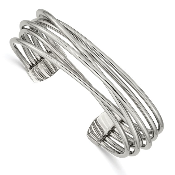 Chisel Stainless Steel Polished Twisted 18mm Cuff Bangle