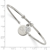 Chisel Stainless Steel Polished Bangle with Preciosa Crystal and Infinity Dangles Flexible Cuff view 3