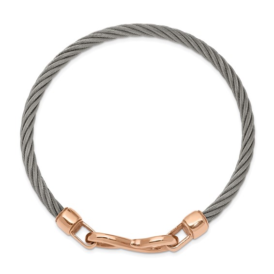 Chisel Stainless Steel Polished Flexible Wire Rose IP-plated Hook Bangle