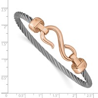 Chisel Stainless Steel Polished Flexible Wire Rose IP-plated Hook Bangle view 3