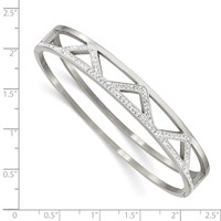 Chisel Stainless Steel Polished Bangle with Preciosa Crystal 10mm Hinged view 2